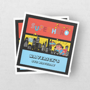 Superhero Boys 5th Birthday Party Napkin