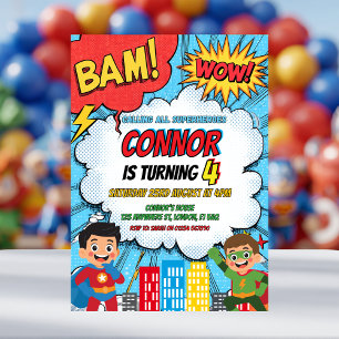 Superhero Boys Birthday Party Invitation