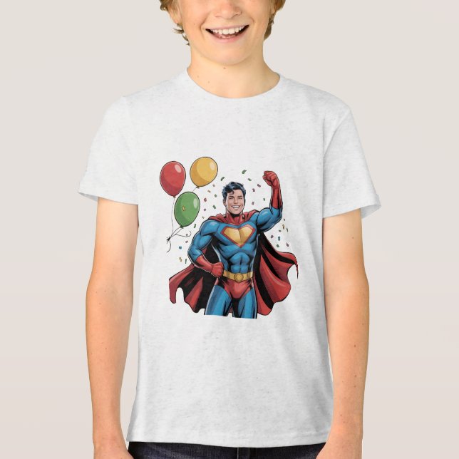 Superhero Boys Birthday Party Tri-Blend Shirt (Front)