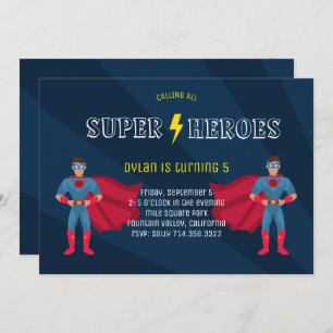 Superhero Boys Comic Book Birthday Party  Invitation