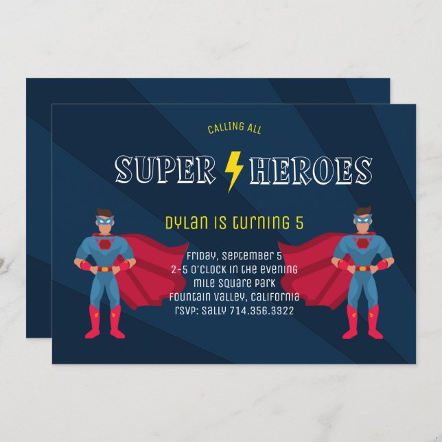Superhero Boys Comic Book Birthday Party  Invitation (Front/Back)