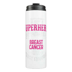 Superhero Breast Cancer Awareness Supporter Ribbon Thermal Tumbler