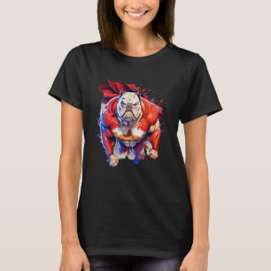 Superhero Bulldog Red Cape Super Hero Dog T-Shirt