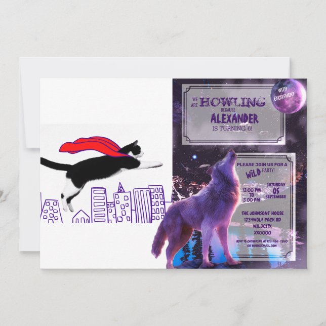 Superhero cat invitation (Front)