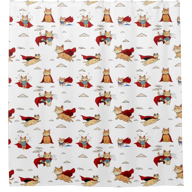 Superhero Cats Shower Curtain (Front)