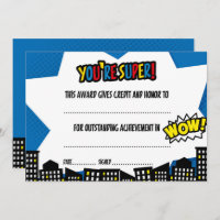 Superhero Certificate, Diploma