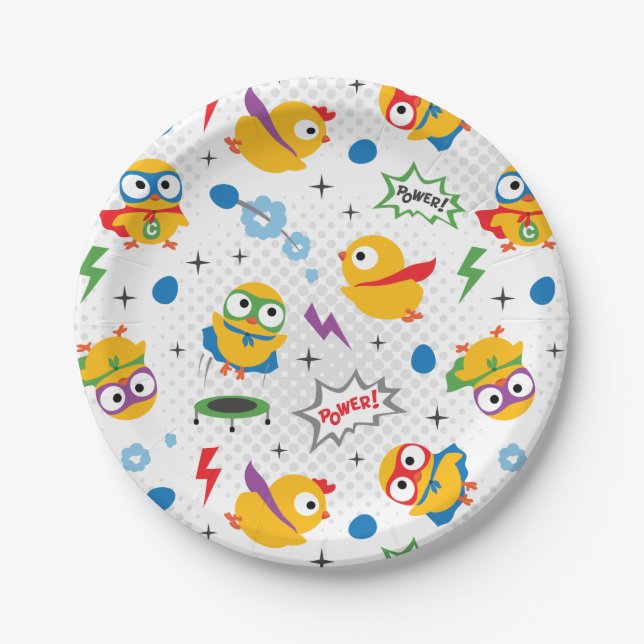 Superhero Chicken Paper Plate (Front)