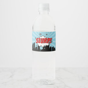 Superhero Comic Birthday Party Water Bottle Label