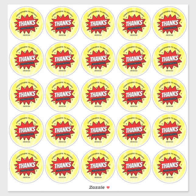 Superhero Comic Book Any Age Birthday 2.5" Round (Sheet)