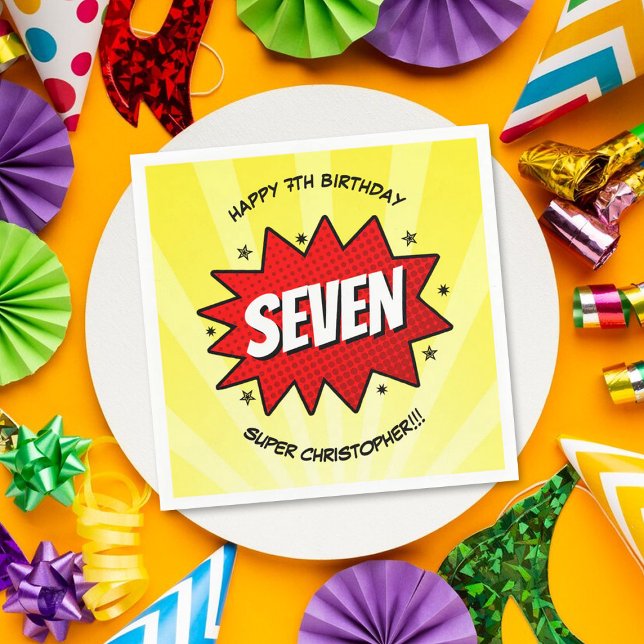 Superhero Comic Book Any Age Birthday Napkin (Creator Uploaded)