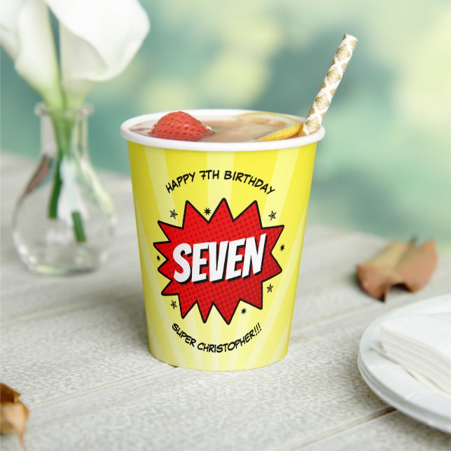 Superhero Comic Book Any Age Birthday Paper Cups (Insitu)