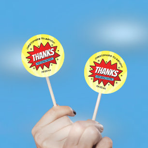 Superhero Comic Book Any Age Birthday Party Favour Classic Round Sticker