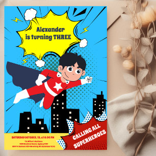 Superhero Comic Book Birthday Party Invitation