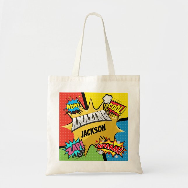 Superhero Comic Book Custom Tote Bag (Front)