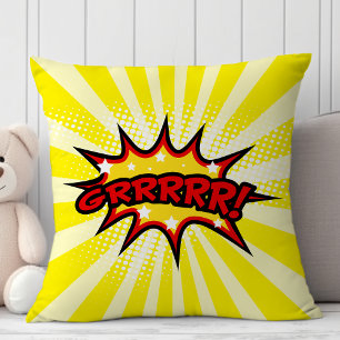 Superhero Comic Book Grrr Cartoon Cushion