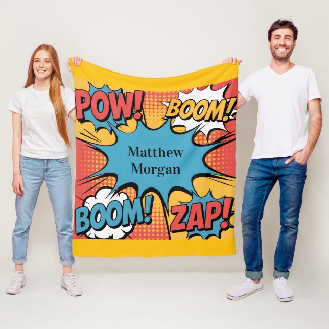 Superhero Comic Book Pop Art Boy Birthday Gift Fleece Blanket (In Situ)