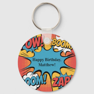 Superhero Comic Book Pop Art Boy Birthday Party Key Ring