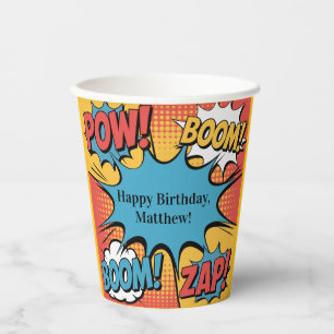 Superhero Comic Book Pop Art Boy Birthday Party Paper Cups