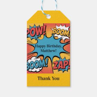 Superhero Comic Book Pop Art Boy Birthday Thanks Gift Tags