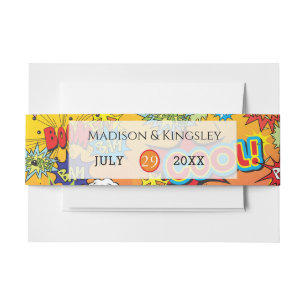 SUPERHERO COMIC BOOK WEDDING INVITATION BELLY BAND