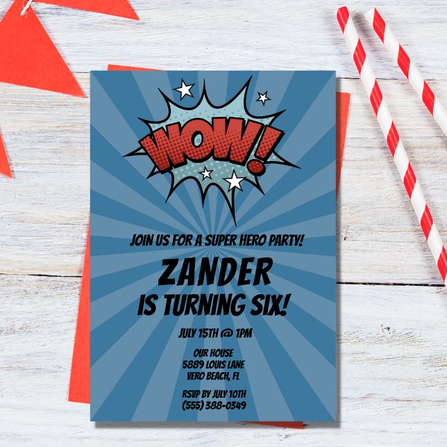 Superhero Comic Boy Birthday Party Invitation (Superhero Comic Boy Birthday Party Invitation)