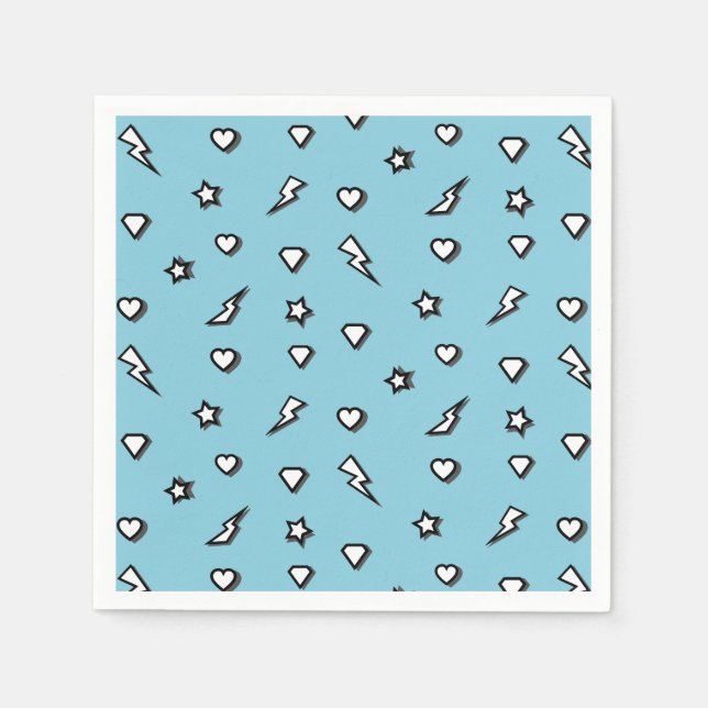Superhero Comic Pattern Birthday Paper Napkin (Front)