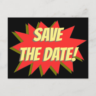 Superhero Comic Save The Date Announcement Postcar