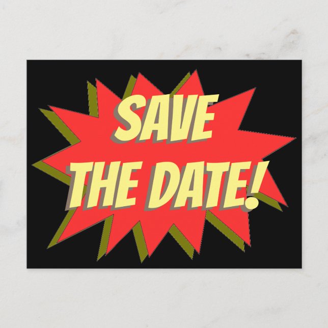 Superhero Comic Save The Date Announcement Postcar Postcard (Front)