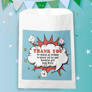 Superhero Comic Speech Bubble Birthday Thank you Favour Bags