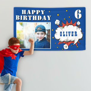 Superhero Comic Speech Bubble Boy Birthday Photo Banner