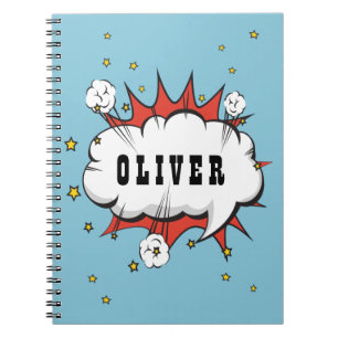 Superhero Comic Speech Bubble Boy Name Notebook