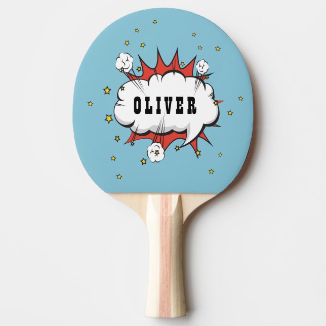 Superhero Comic Speech Bubble Name Ping Pong Paddle (Front)