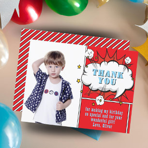 Superhero Comic Speech Bubble Photo Birthday Thank Postcard