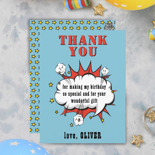 Superhero Comic Speech Cloud Birthday Thank you Postcard