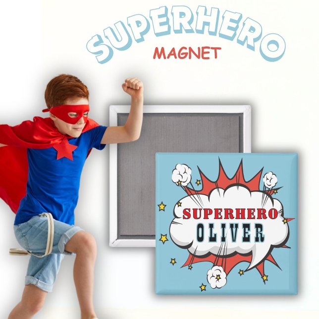 Superhero Comic Speech Cloud Boy Birthday Party  Magnet (Creator Uploaded)