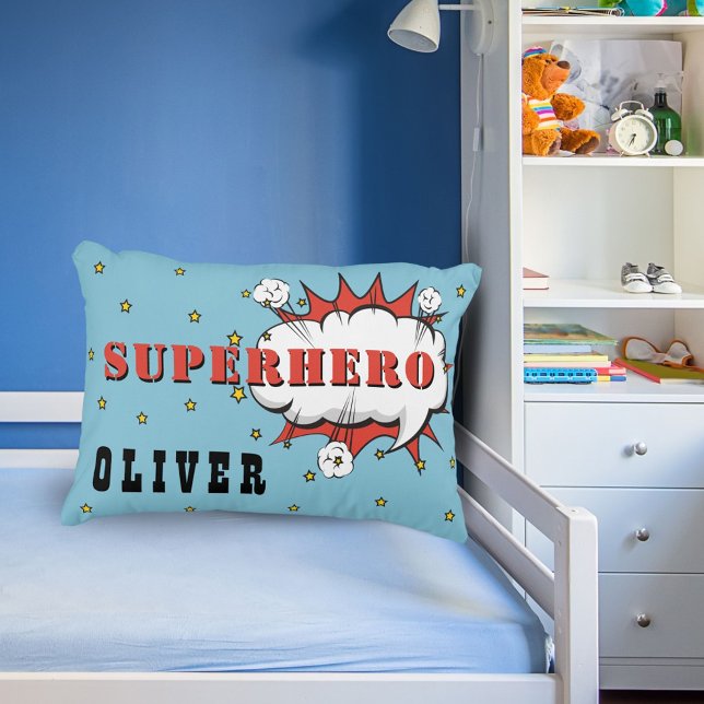 Superhero Comic Speech Cloud Boy Decorative Cushion (Creator Uploaded)