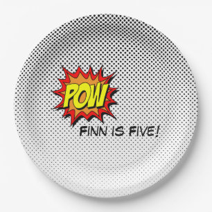 Superhero Comic Themed Paper Plates - Pow