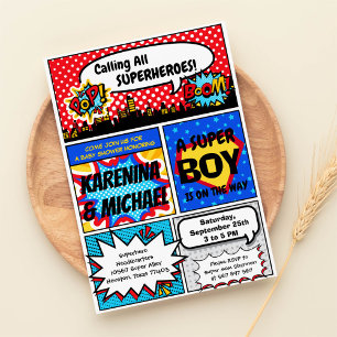 Superhero Couples Baby Shower Party Invitation