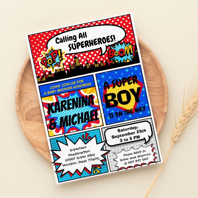 Superhero Couples Baby Shower Party Invitation (Creator Uploaded)