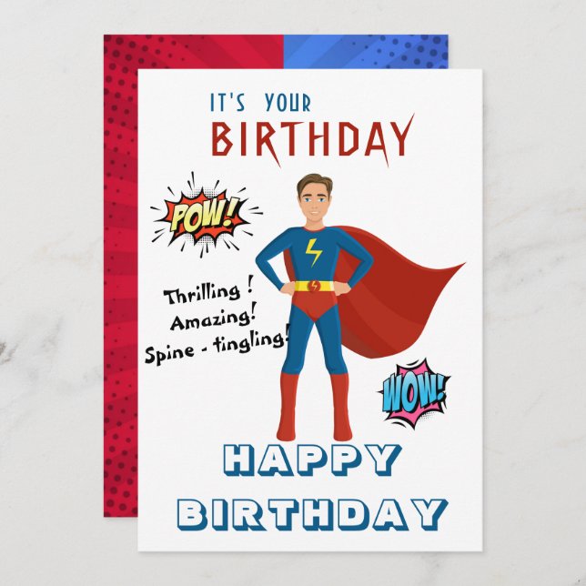 Superhero  Custom Photo Birthday Invitation (Front/Back)