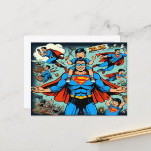 Superhero Dad Holiday Postcard