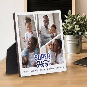 Superhero Dad Photo Collage Comic Book Keepsake Plaque