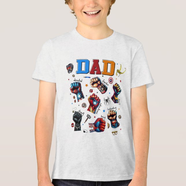 Superhero Dad Power Fists Tri-Blend Shirt (Front)