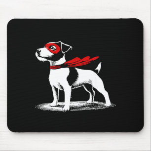 Superhero Dog Cape Illustration Funny Loyal Pet He Mouse Pad