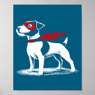 Superhero Dog Cape Illustration Funny Loyal Pet He Poster