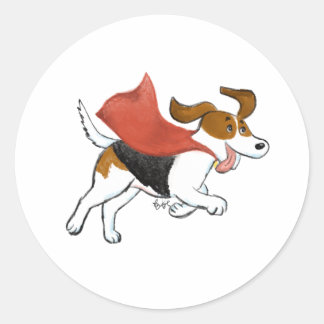 Superhero Dog Classic Round Sticker