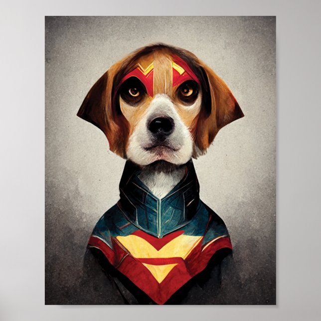 Superhero Dog Portrait | Beagle Poster (Front)