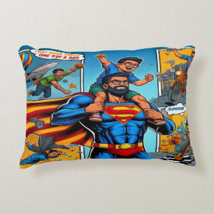 Superhero Fathers comic book-style Decorative Cushion