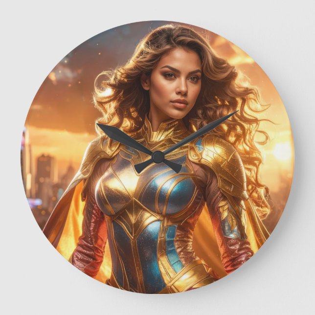 SUPERHERO - FEMALE SUPERHERO LARGE CLOCK (Front)