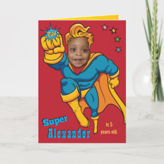 Superhero Flying Photo Specialized Birthday Card